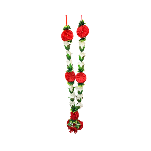Garland 30 inch white rose with red carnations (MOQ=dz)