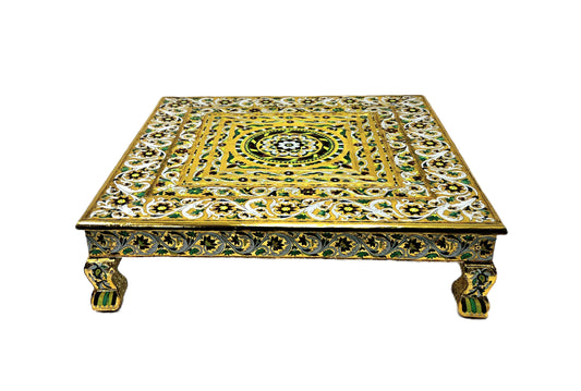 Bajat (table with short legs) brass meena 30" square (MOQ=ea)