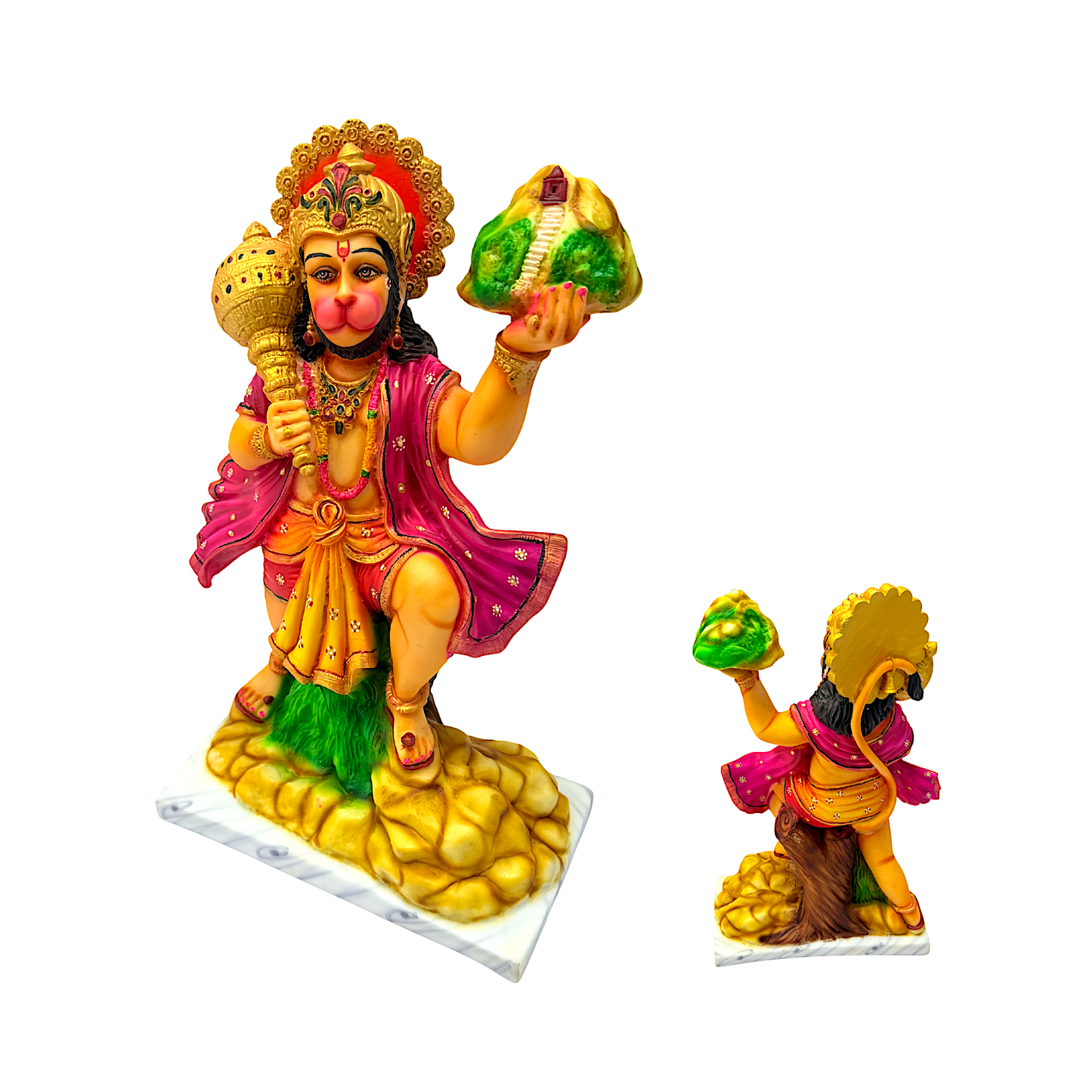 Lord Hanuman, colorful marble dust, 14 inches (MOQ=ea)