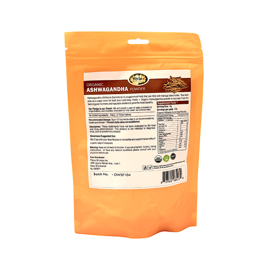 Herbi plus Organic Ashwagandha powder 7oz Anti stress (MOQ=dz)