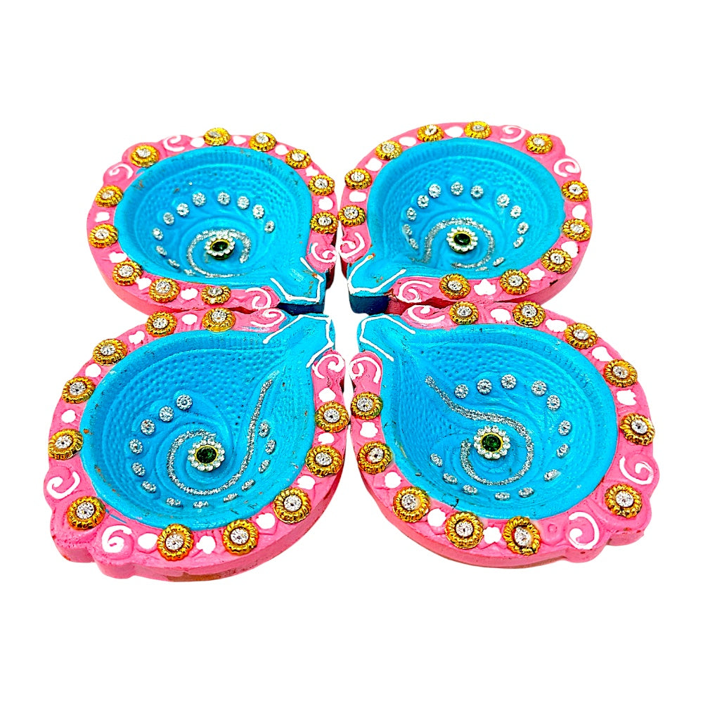 4 pc Deco Diya Shk PKT (J) with jewels (MOQ=36 pc)