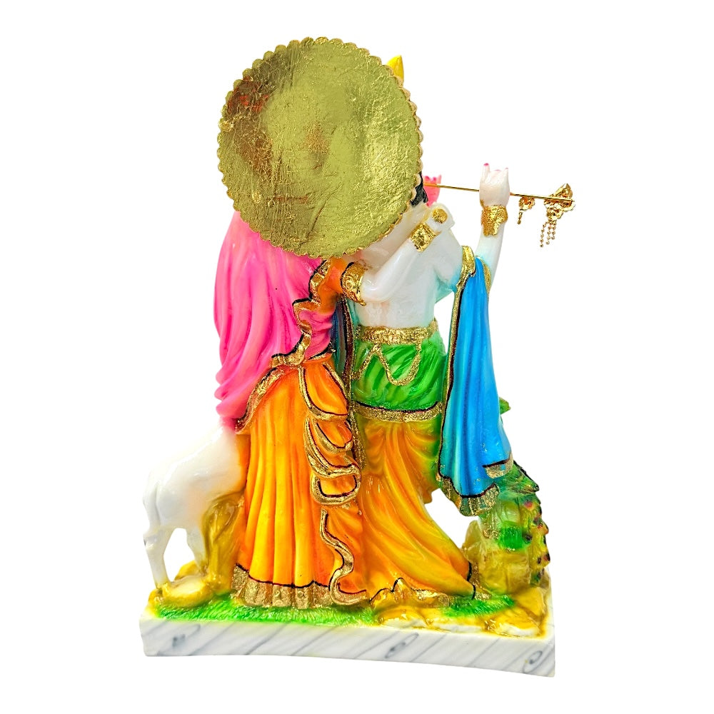 Radha Krishna, colored and gold, marble dust 12" (MOQ=ea)