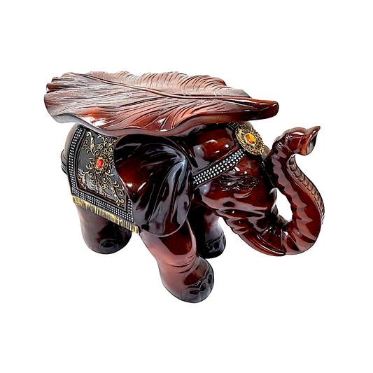 Elephant side table with leaf top (MOQ=ea)