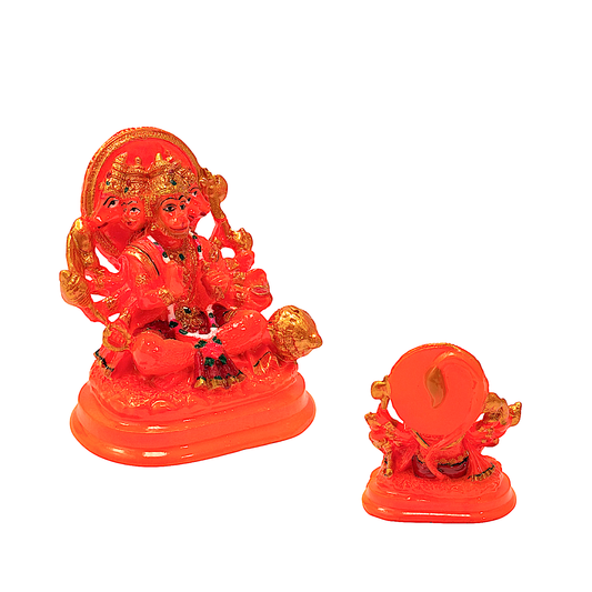 Lord Hanuman five face (Panchmukhi) , orange marble dust, 4 inches (MOQ=ea)