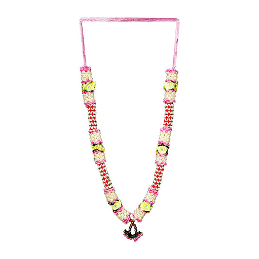 Garland 21 inch with pearls,roses and satin ruffles (assorted colors) (MOQ=dz)