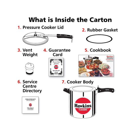 Hawkins Aluminum 12 liter Classic pressure cooker (D20) (MOQ=ea)