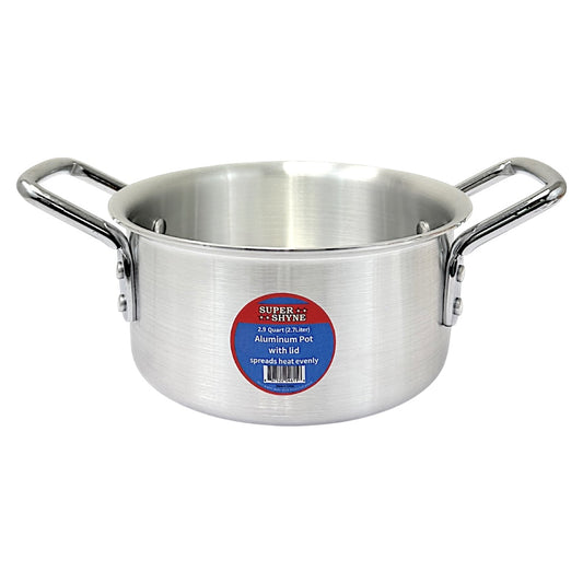Aluminum pot with Lid - 2.9Qt, 2.7L 3mm thick W:8" H3.75" (MOQ=ea)