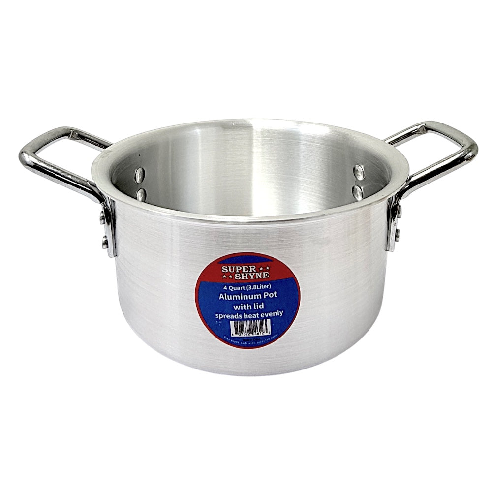 Aluminum pot wit lid4.0 QT 3.8L 3mm thick W: 8.75" H4" (MOQ=ea)