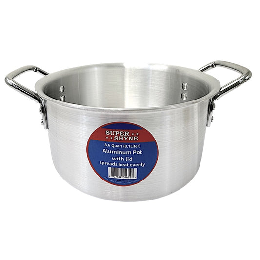 Aluminum pot with Lid - 8.6Qt, 8.1L 3mm W11.25" H:5" (MOQ=ea)