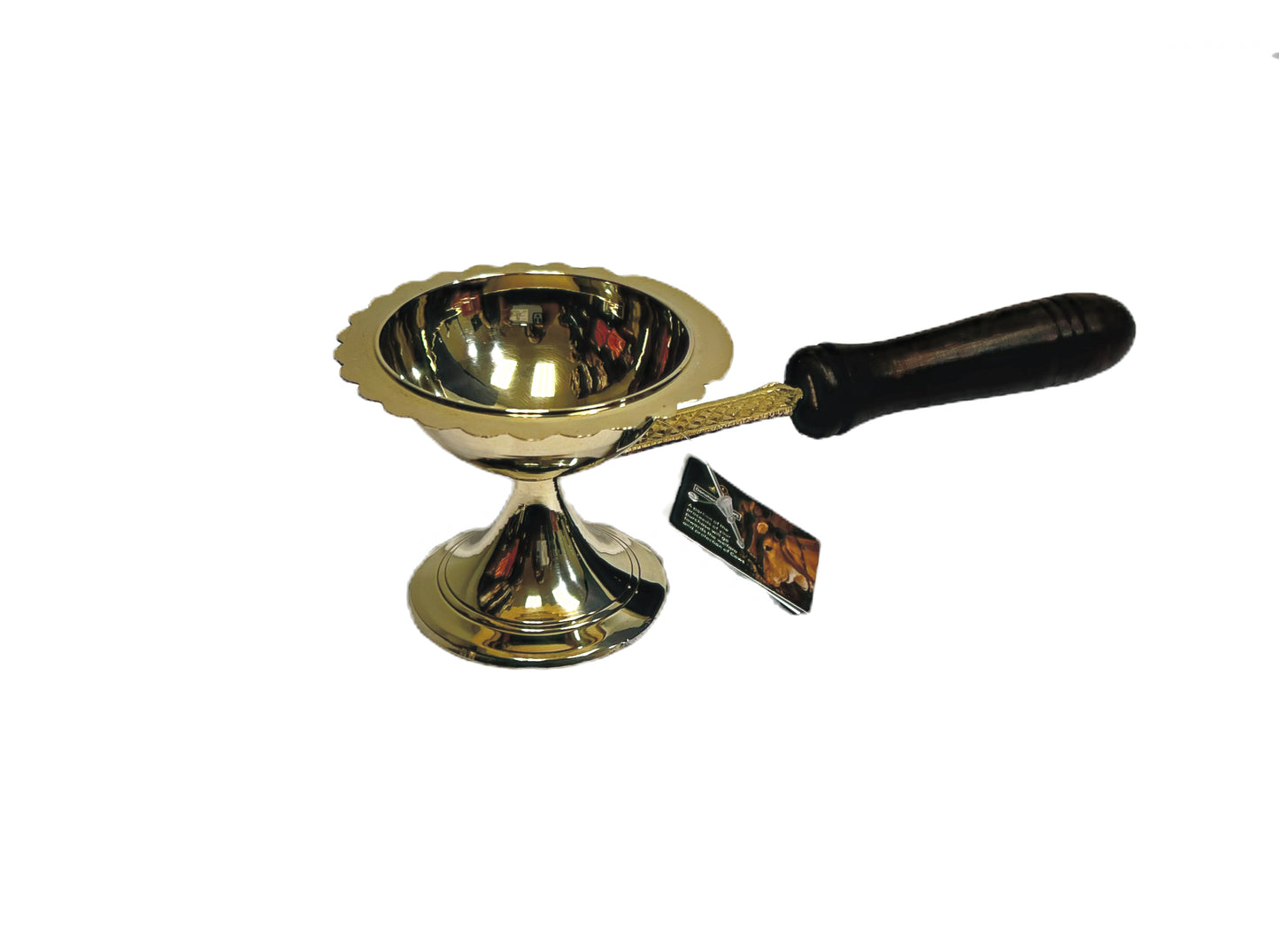 Item B1150 Brass Dhoop Dhan (incense burner) with wood handle (MOQ=ea)