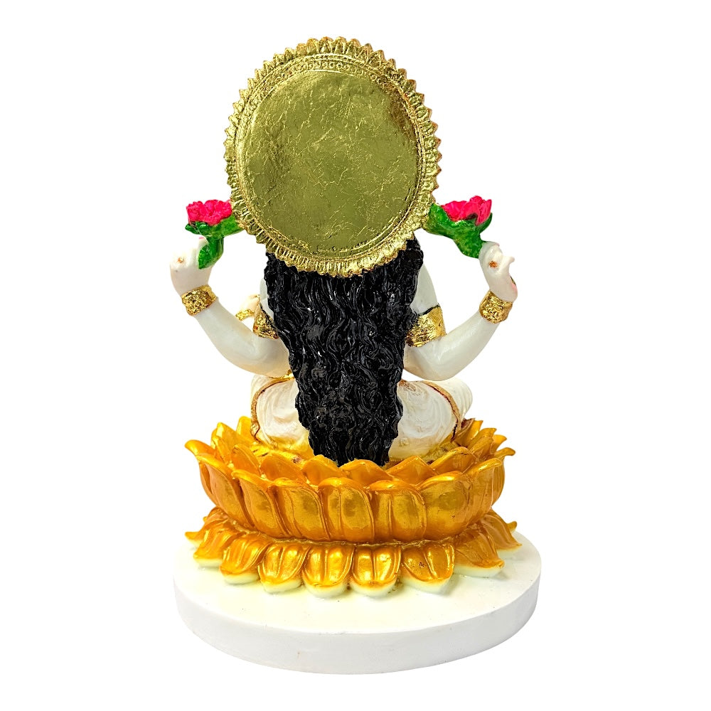 Laxmi, white and gold, marble dust 15" (MOQ=ea)
