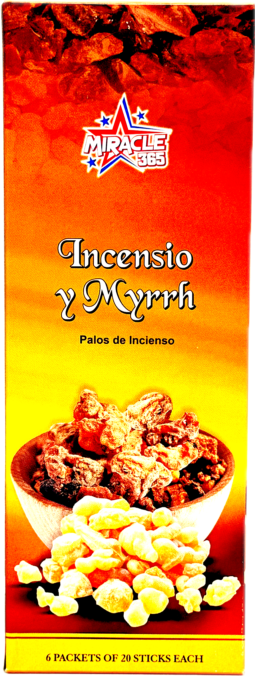 Miracle 365 Frankincense and Myrrh incense (6 tubes of 20 sticks) (MOQ=10pc)