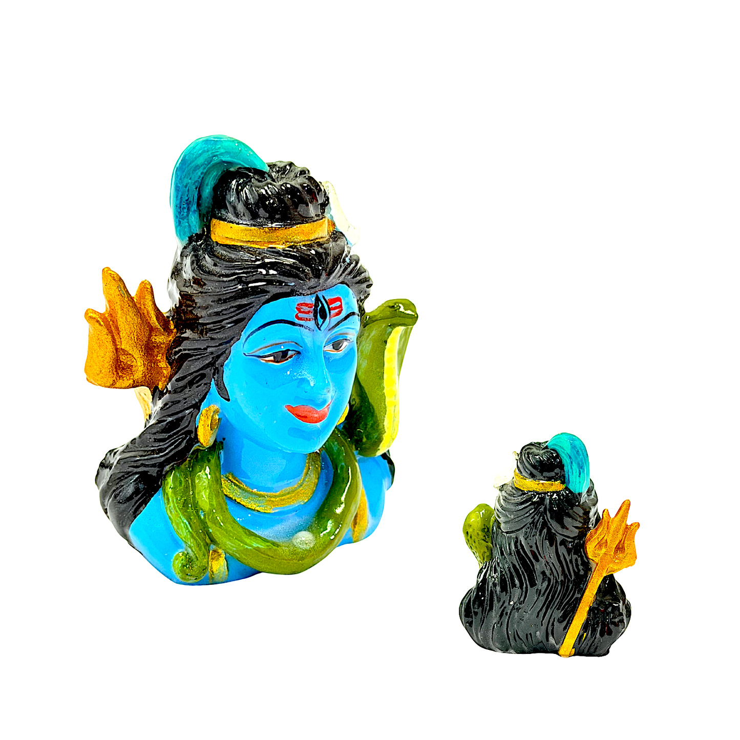 Lord Shiva blue, Bust , colorful marble dust, 2.5 inches (MOQ=ea)