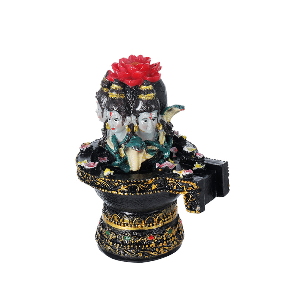 Shivling with 3 Shiva faces 5" Glossy
