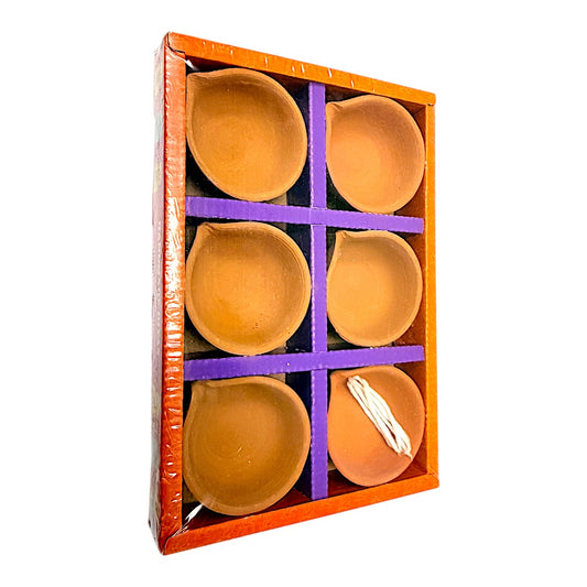 6 pack plain EKV diya with wicks (MOQ=24)