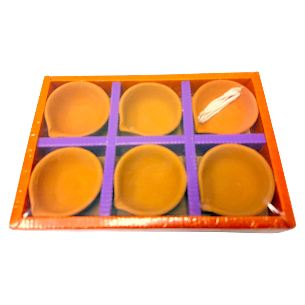 6 pack plain EKV diya with wicks (MOQ=24)
