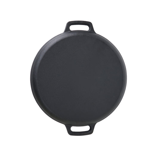Cast Iron 14.5" double handle tawa with curved edges