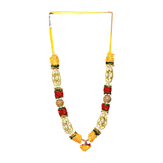 Garland 12 inch with pearls, gold stops and ruffles (assorted colors) (MOQ=dz)