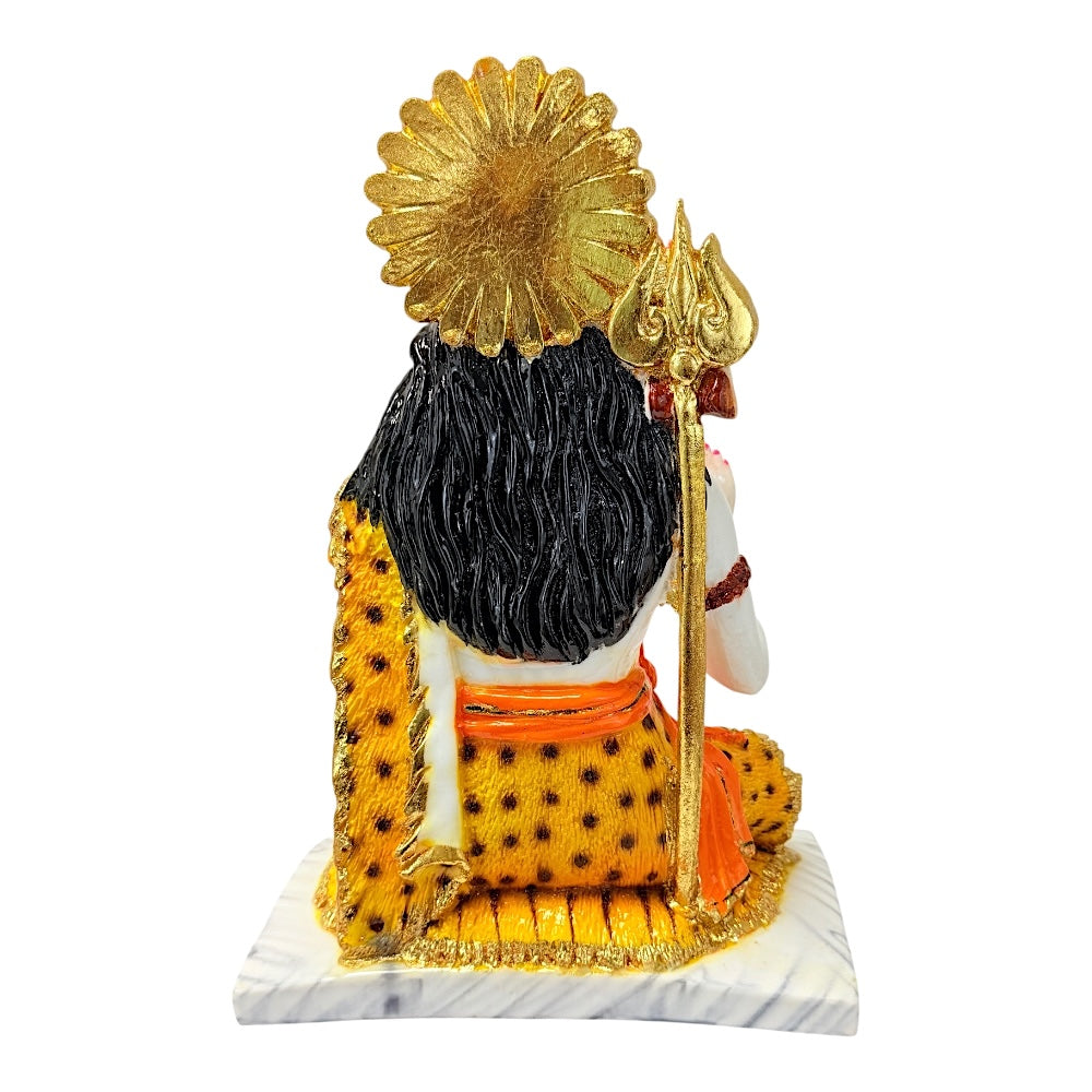 Lord Shiva, white and gold, marble dust 12" (MOQ=ea)