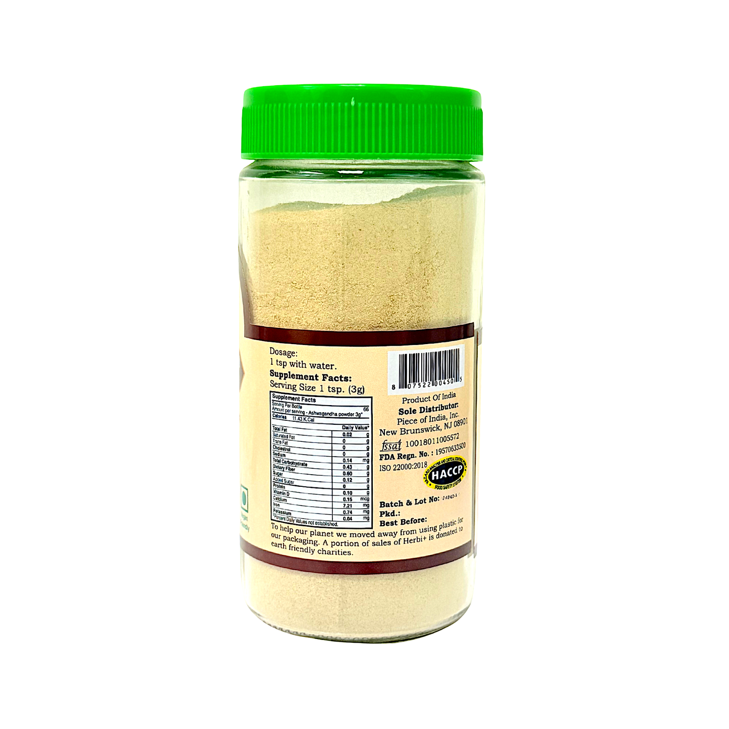 Herbi+ brand Ashwagandha powder 7oz + 1oz free (MOQ=dz)