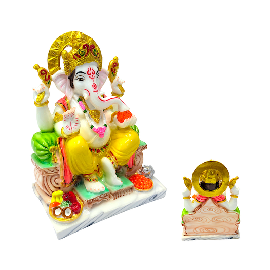 Lord Ganesha statue, colorful in marble dust, 10 inches (MOQ=ea)