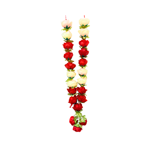 Garland with red/pink and white roses, 24" (MOQ=dz)