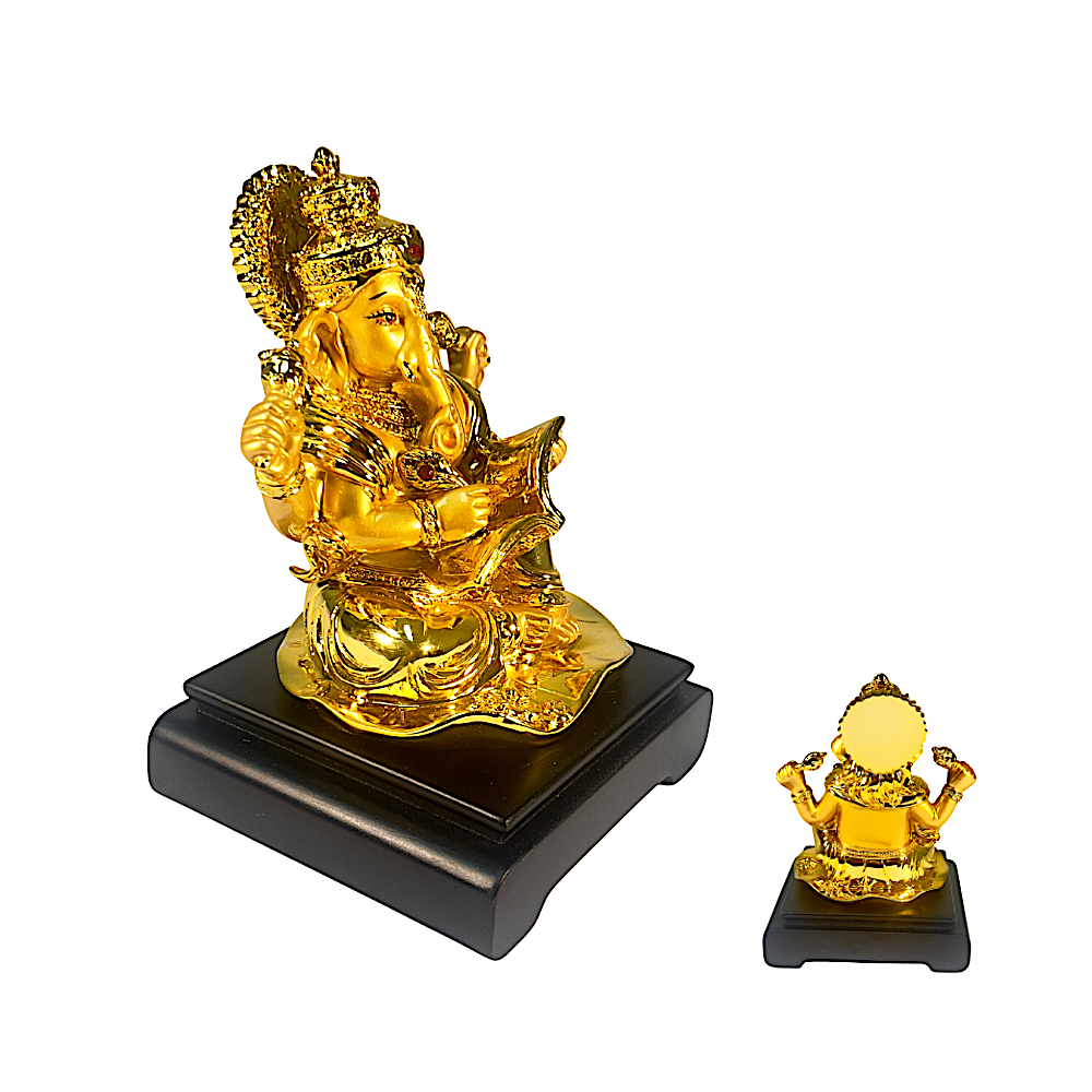 Ganesh in Gold on a Pedestal- 7" (AD29-09) 4660 (MOQ=ea)