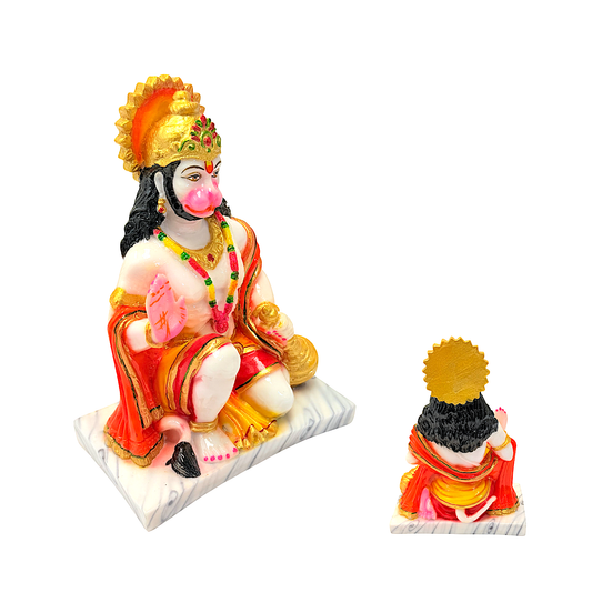 Lord Hanuman Blessing, colorful marble dust, 9 inches (MOQ=ea)