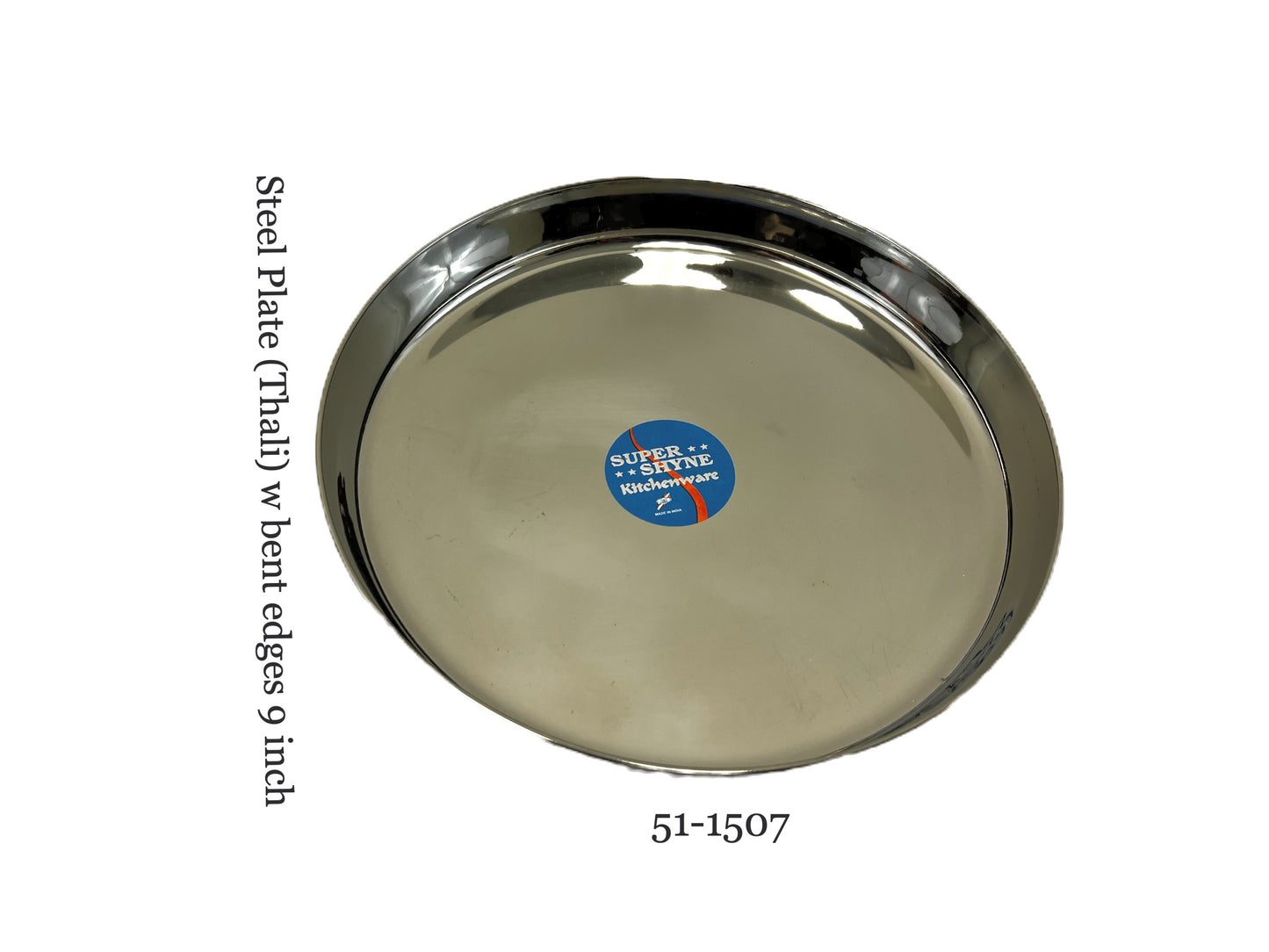 Steel Plate (Thali) with bent edges 9" (MOQ=ea)