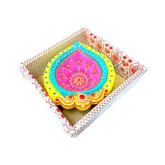 1 pc Happy Diwali Akhand Diya, colorful assorted designs (MOQ=ea)
