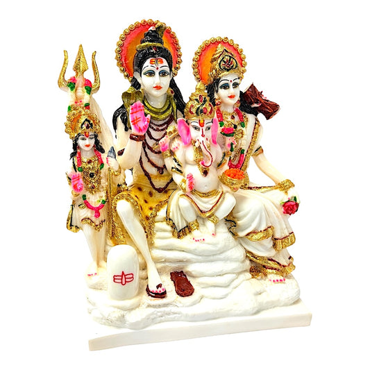 Shiva Family white and gold, marble dust 12" (MOQ=ea)