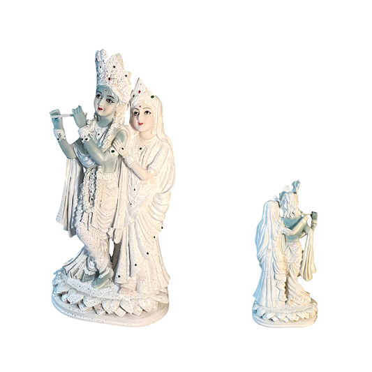 White decorated standing Radha Krishna- 13" 4448 (MOQ=ea)