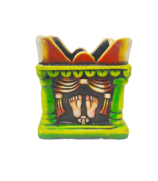 Clay Tulsi Pot 10", 4 different religious pics (MOQ=ea)