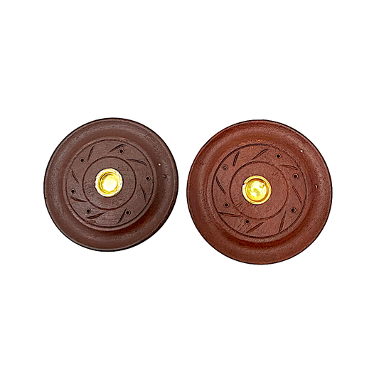 Wooden round incense cone burner (MOQ=dz)