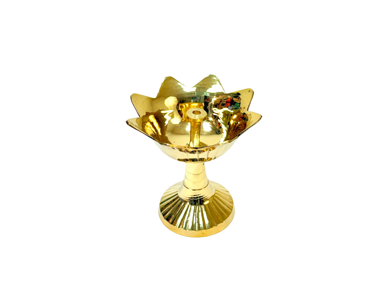 Lotus stand brass 4 inch Akhand (burns all night) (MOQ=ea)