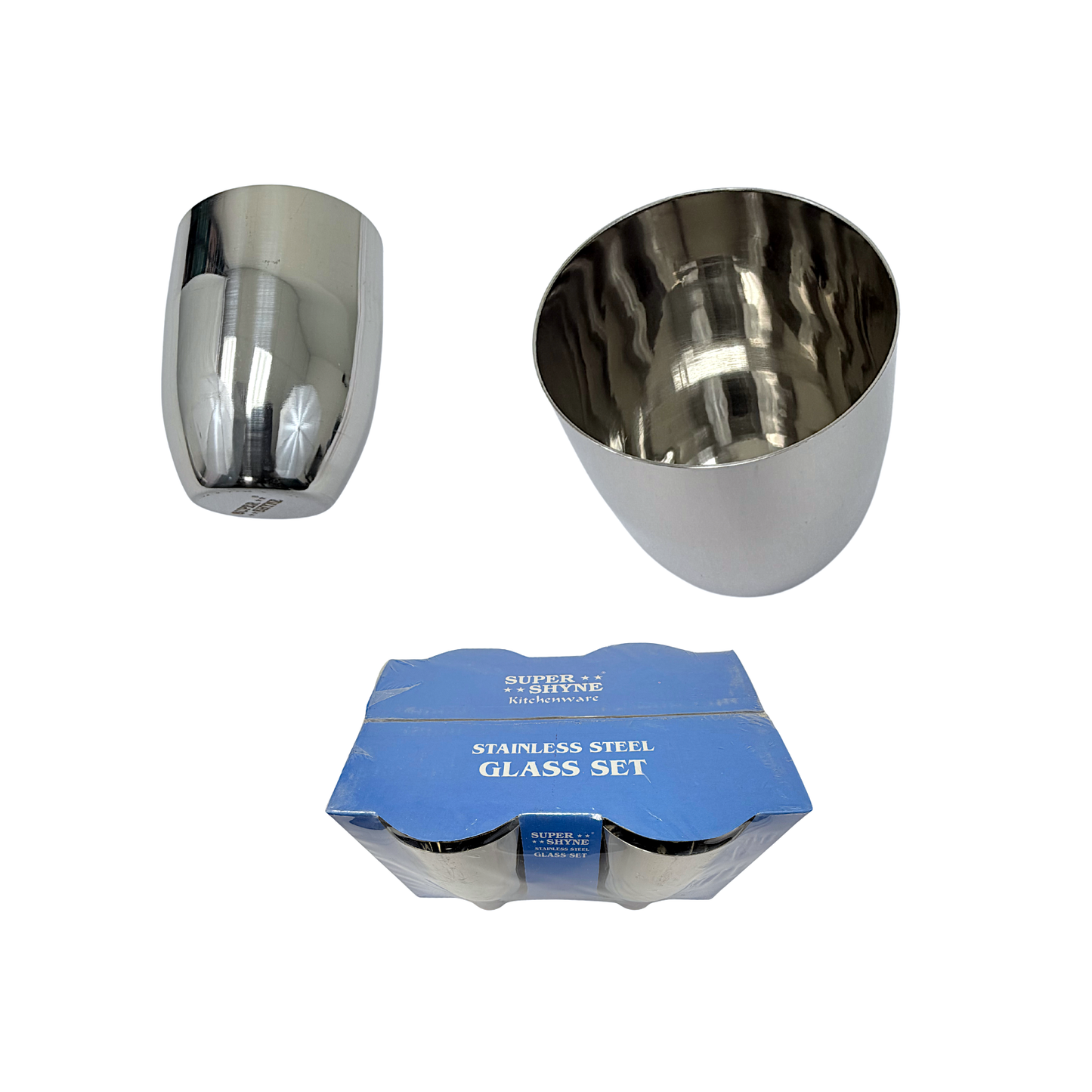 Glass LOTUS Steel set of 4 (MOQ=ea)