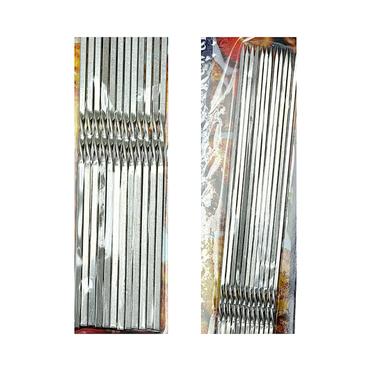12 pc Stainless Steel BBQ Skewers, 12 inches