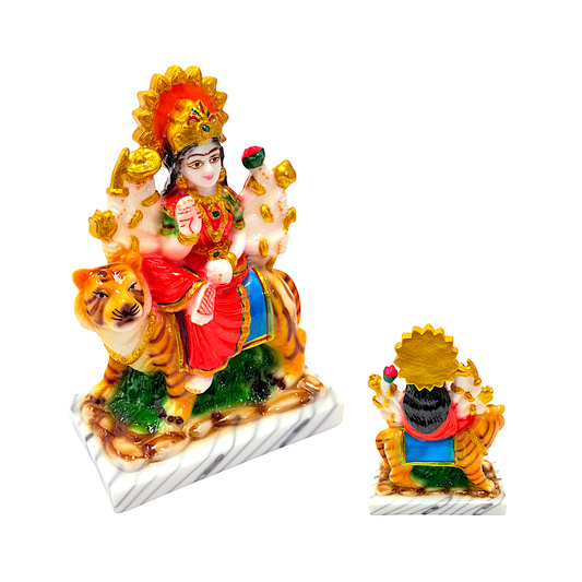 Goddess Durga , colorful marble dust, 6 inches (MOQ=ea)