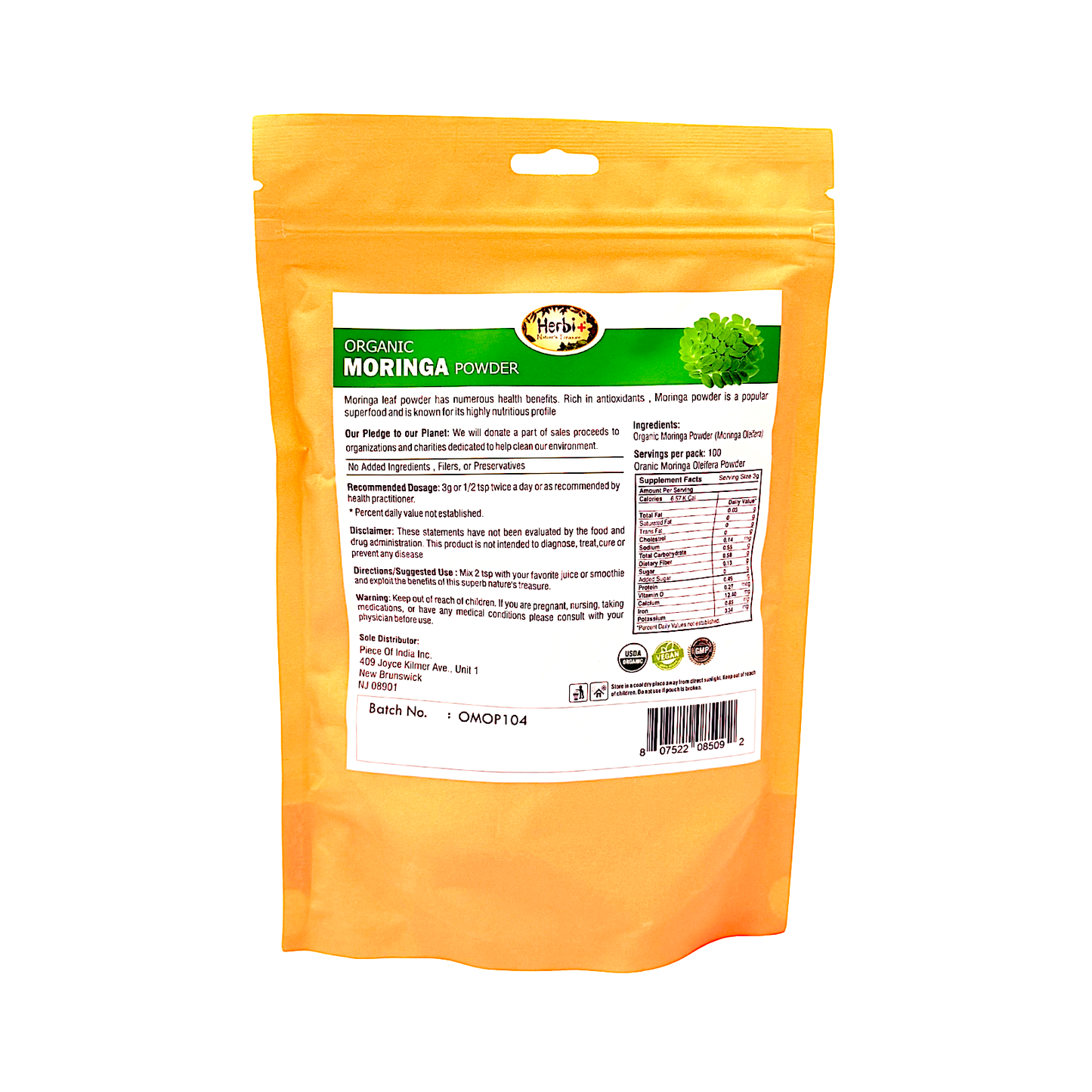 Organic Herbi Plus Moringa Powder 200g 7oz (MOQ=dz)