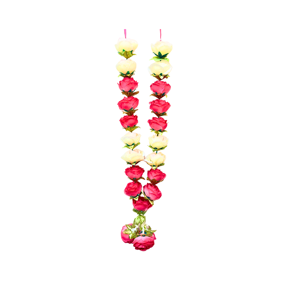 Garland with red/pink and white roses, 24" (MOQ=dz)