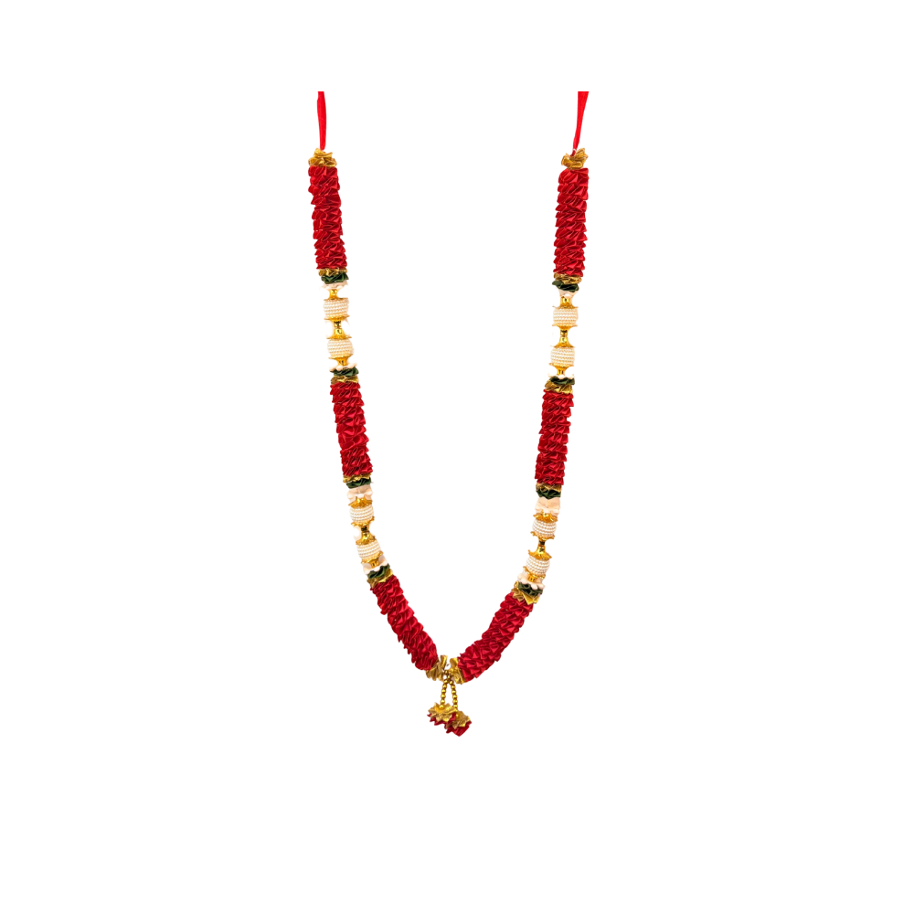 Garland 21 inch with ruffles and pearl stops yellow , red and pink MOQ=dz)