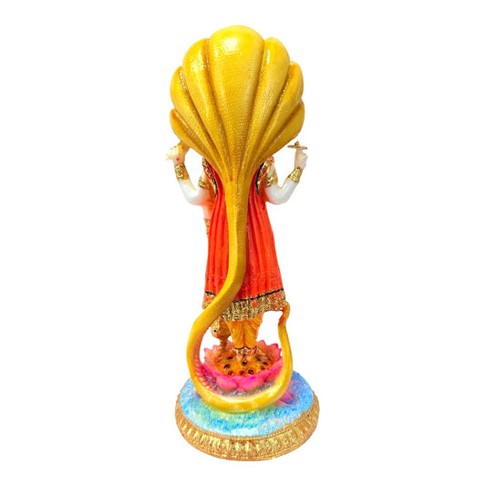 Lord Vishnu, colored and gold, marble dust 12" (MOQ=ea)