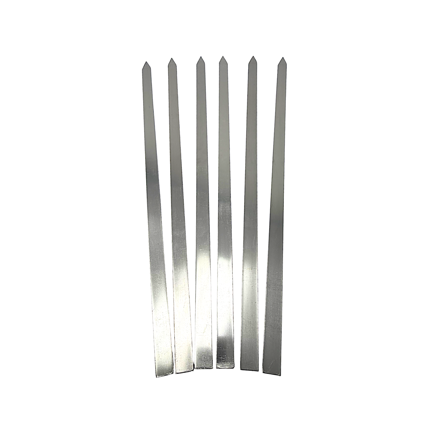 6 pc,  Flat (0.75 inch wide), Stainless Steel BBQ Skewers, 24 inches