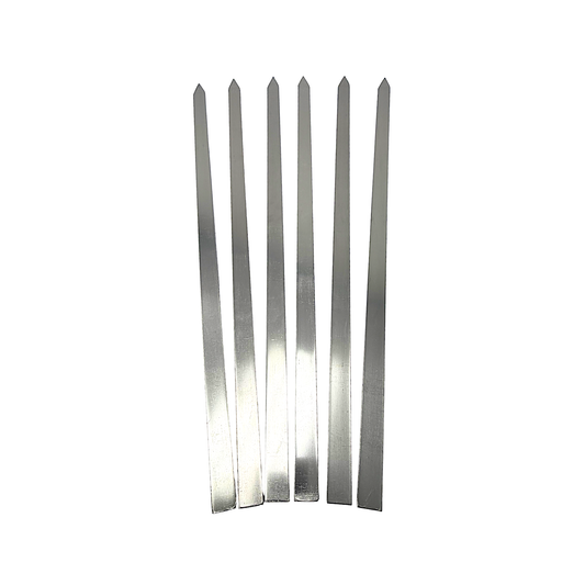6 pc,  Flat (0.75 inch wide), Stainless Steel BBQ Skewers, 24 inches