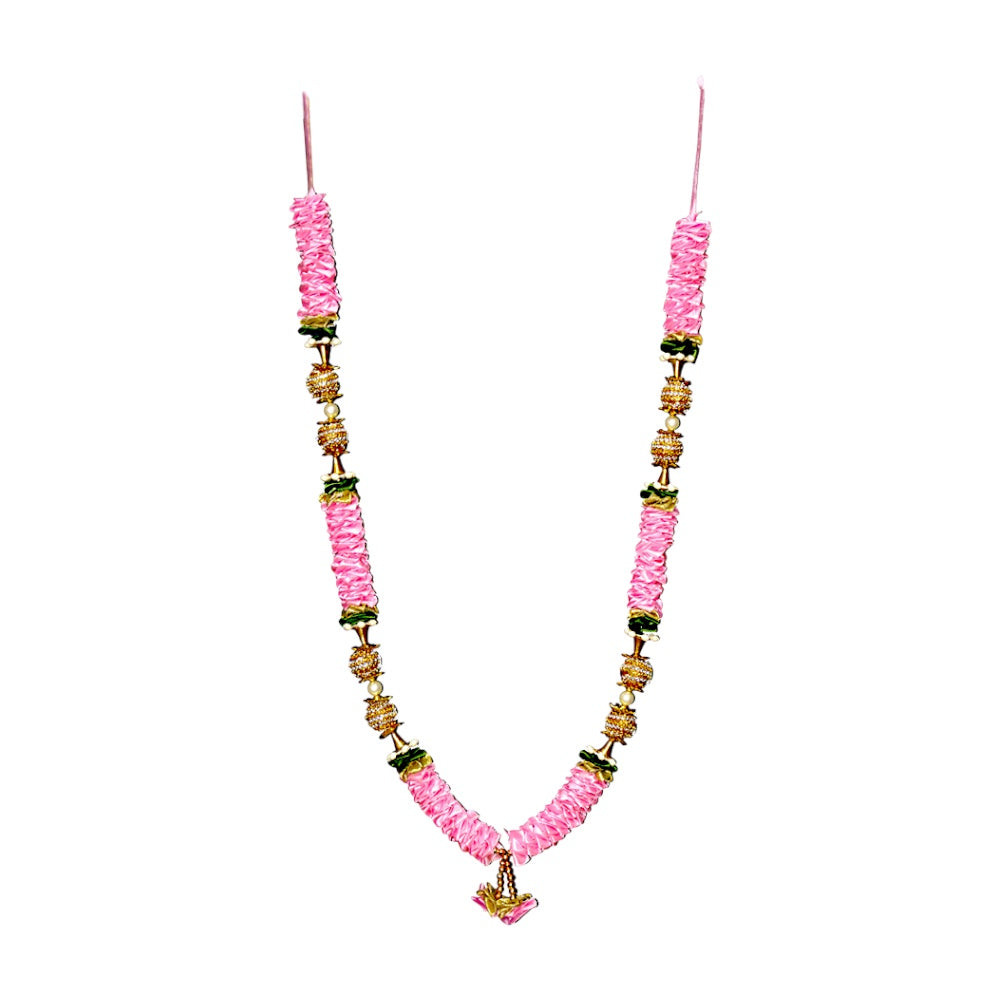 Garland 21 inch with gold stops and satin ruffles  (assorted colors) (dz)