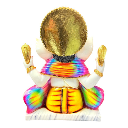 Lord Ganesha with Laddoo, colored, marble dust 12" (MOQ=ea)
