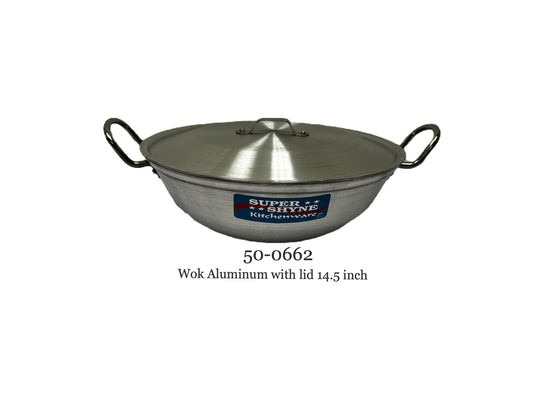 Aluminum Kadai (wok) #12 15" Across no lid. (MOQ=ea)