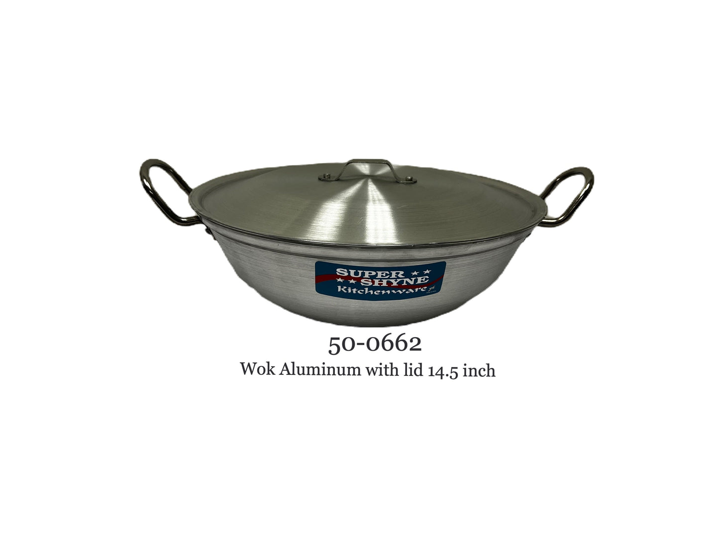 Aluminum Kadai (wok) across with lid. (MOQ=ea)