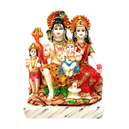 Lord Shiva family, colorful marble dust,  8 inches