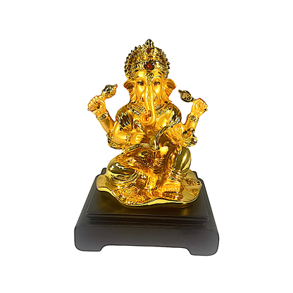 Ganesh in Gold on a Pedestal- 7" (AD29-09)  4660 (MOQ=ea)